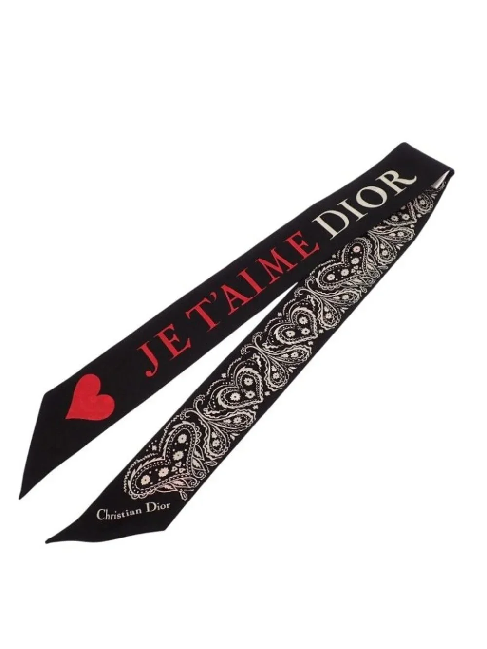 Dior Mitzska Fam le Collection Paisley Heart Silk Black Scarf